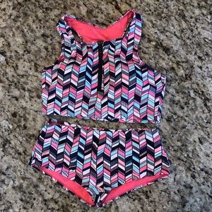 NWOT Women's Envya Patterned Zip Front Bikini, Size Small